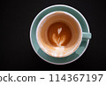 Empty Cup of latte art Coffee with heart Stain after finish 114367197