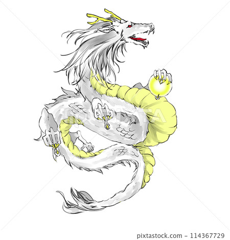 white dragon with dragon ball white dragon with dragon ball 114367729