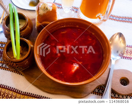 Borscht, beetroot hot soup Borscht, beetroot hot soup 114368016