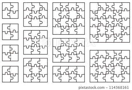空白拼圖的矢量插圖集 114368161
