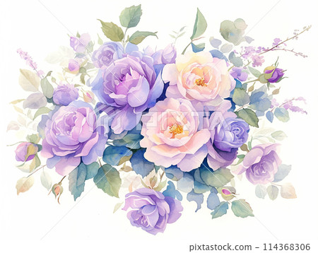 水彩玫瑰插畫 114368306