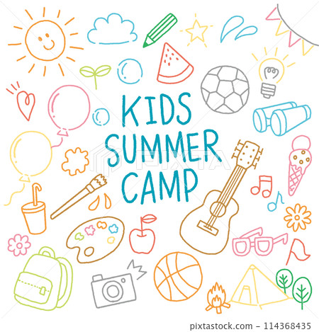 Summer camp hand-drawn illustration icon set simple 114368435