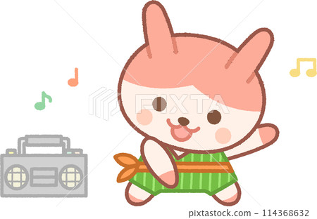 Rabbit character doing exercise 114368632