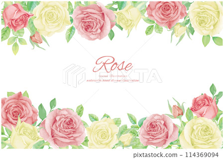Watercolor rose frame background material 114369094