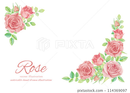 水彩手繪玫瑰花向量插畫框架 114369097