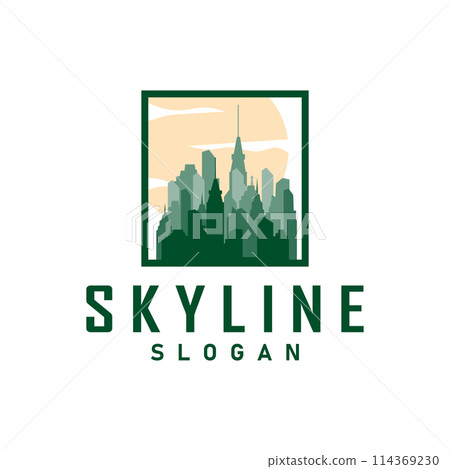 Skyscraper black silhouette design beautiful city skyline logo with tall building city illustration for template and branding Skyscraper black silhouette design beautiful city skyline logo with tall building city illustration for template and branding 114369230
