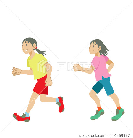 孩子們享受跑步的插畫 孩子們享受跑步的插畫 114369337