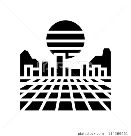 synthwave cyberpunk glyph icon vector illustration 114369461