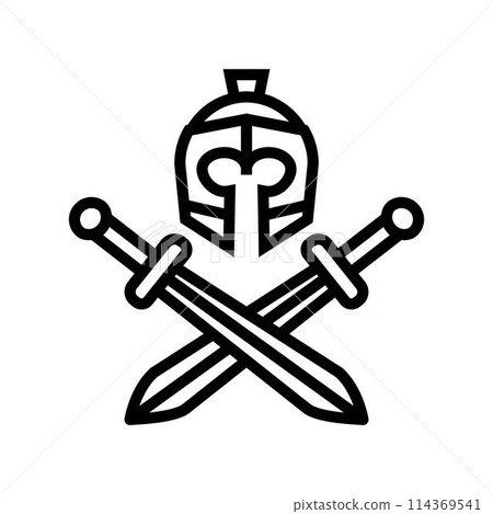 badge ancient soldier line icon vector illustration 114369541