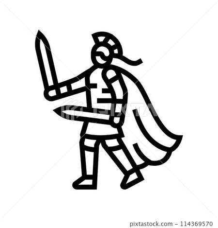 warrior ancient soldier line icon vector illustration 114369570