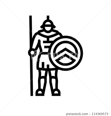 warrior soldier roman greek line icon vector illustration 114369573
