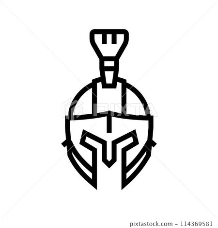 helmet soldier roman greek line icon vector illustration 114369581