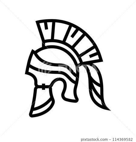 helmet battle spartan roman line icon vector illustration 114369582