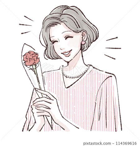 Mother's Day / Carnation / Mom / Mother / Mother-in-law / Gift / Flower / Bouquet Mom, thank you always / Illustration material 114369616