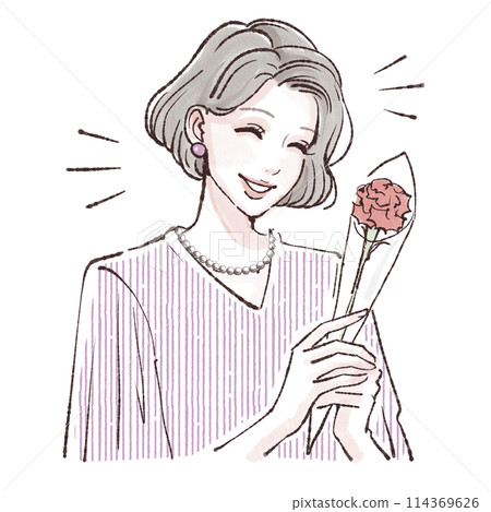 Mother's Day / Carnation / Mom / Mother / Mother-in-law / Gift / Flower / Bouquet Mom, thank you always / Illustration material 114369626