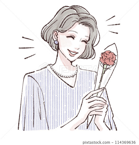 Mother's Day / Carnation / Mom / Mother / Mother-in-law / Gift / Flower / Bouquet Mom, thank you always / Illustration material 114369636