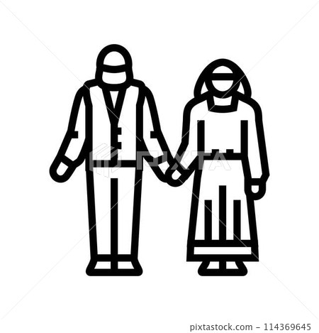 couple elderly old woman man line icon vector illustration couple elderly old woman man line icon vector illustration 114369645