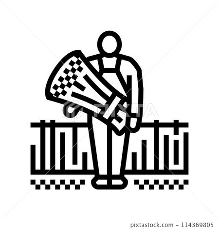 grain farmer line icon vector illustration grain farmer line icon vector illustration 114369805