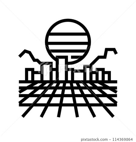 synthwave cyberpunk line icon vector illustration 114369864