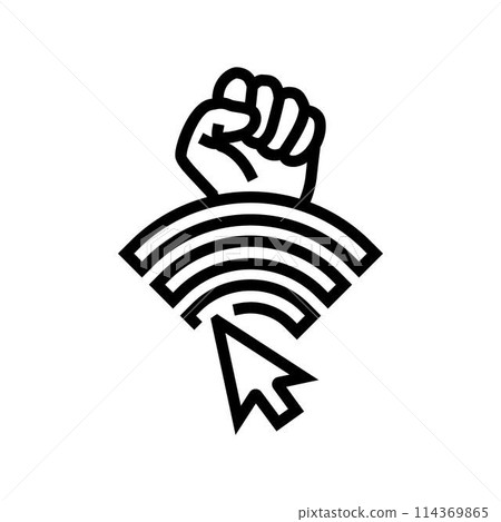 hacktivism cyberpunk line icon vector illustration 114369865