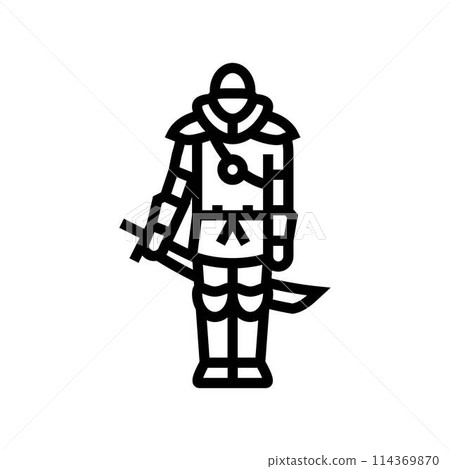 street samurai cyberpunk line icon vector illustration 114369870
