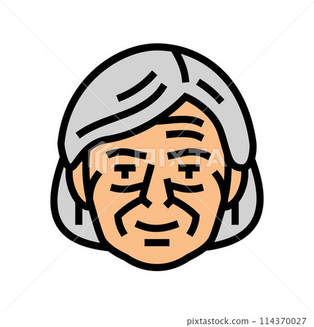 old woman avatar color icon vector illustration 114370027
