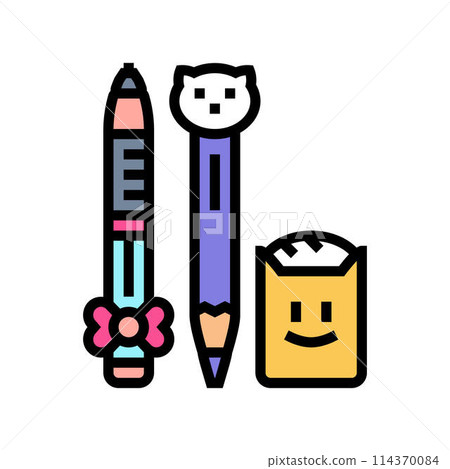 cute stationery kawaii color icon vector illustration 114370084