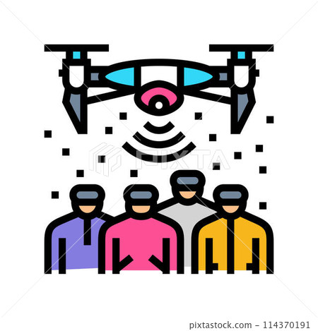 futuristic dystopia cyberpunk color icon vector illustration 114370191