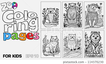 A set of six cat coloring pages for kids. The pages feature different types of animals and are designed for children to color. Kindle. POD. A set of six cat coloring pages for kids. The pages feature different types of animals and are designed for children to color. Kindle. POD. 114370230