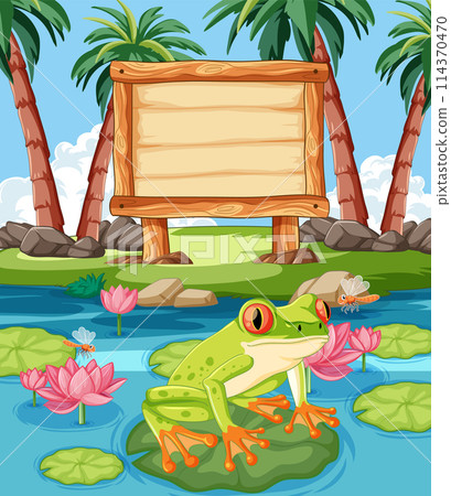 Tropical Frog by Water Lily Pond Tropical Frog by Water Lily Pond 114370470