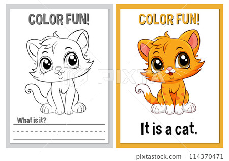 Color Fun! Cute Cat Illustration 114370471