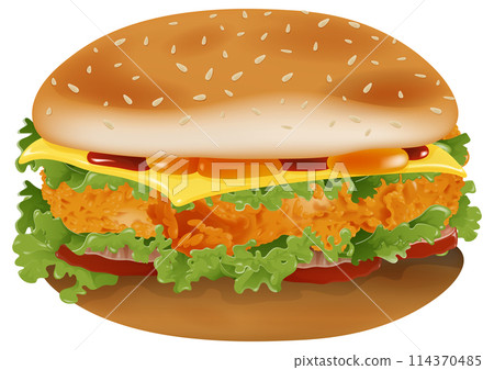 Delicious Chicken Burger Vector Illustration Delicious Chicken Burger Vector Illustration 114370485
