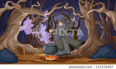 Mystical Forest Witch Brewing Potion Mystical Forest Witch Brewing Potion 114370487