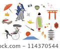 Japan tourism cutout style illustration 114370544