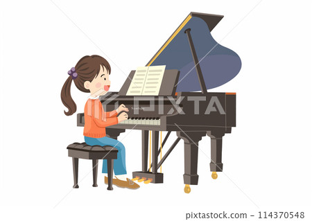 彈鋼琴的女孩的插圖 114370548