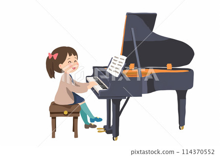 彈鋼琴的女孩的插圖 114370552