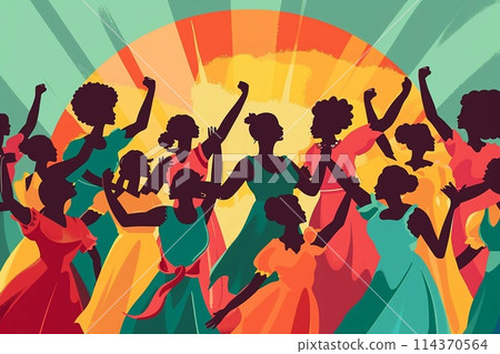 Illustration of Juneteenth or Freedom Day, Emancipation Day, strength, resilience and perseverance. Illustration of Juneteenth or Freedom Day, Emancipation Day, strength, resilience and perseverance. 114370564