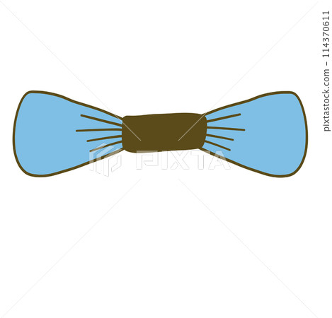 Blue bow illustration drawn with clean lines 114370611