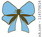Blue bow illustration drawn with clean lines 114370614