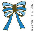 Blue bow illustration drawn with clean lines 114370615