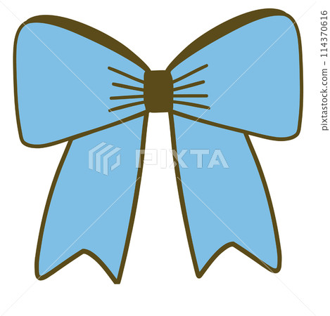 Blue bow illustration drawn with clean lines 114370616
