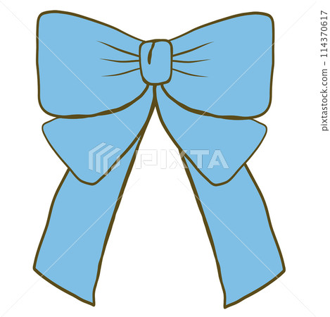 Blue bow illustration drawn with clean lines 114370617