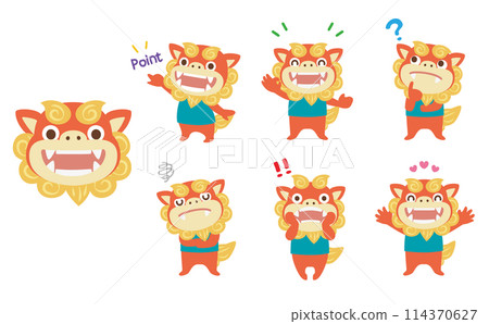 富有表現力的 Shisa 的向量插圖 114370627