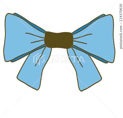 Blue bow illustration drawn with clean lines 114370630