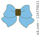 Blue bow illustration drawn with clean lines 114370631