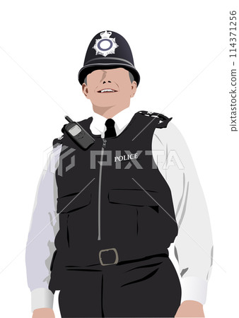 London Policeman. Vector 3d illustration. Hand drawn illustration 114371256