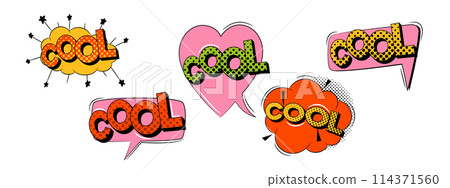 Comic book bubbles in trendy retro style. Cool text Comic book bubbles in trendy retro style. Cool text 114371560