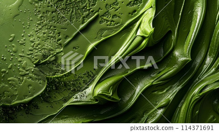 Macro Texture of Green Paint and Water Droplets on Surface 114371691