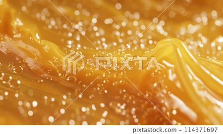 Golden Honey Drizzle with Bubbles Close-Up Golden Honey Drizzle with Bubbles Close-Up 114371697