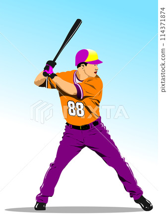 Baseball player. Vector 3d hand drawn  illustration 114371874